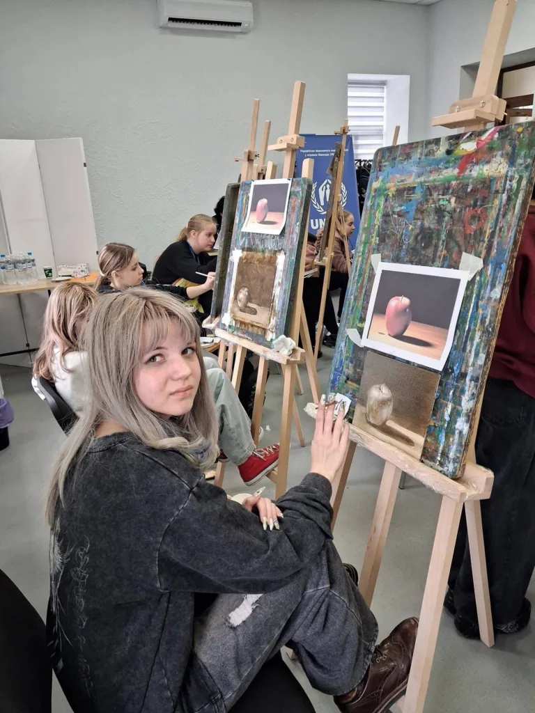 In the art and craft room at Dutch Gable House