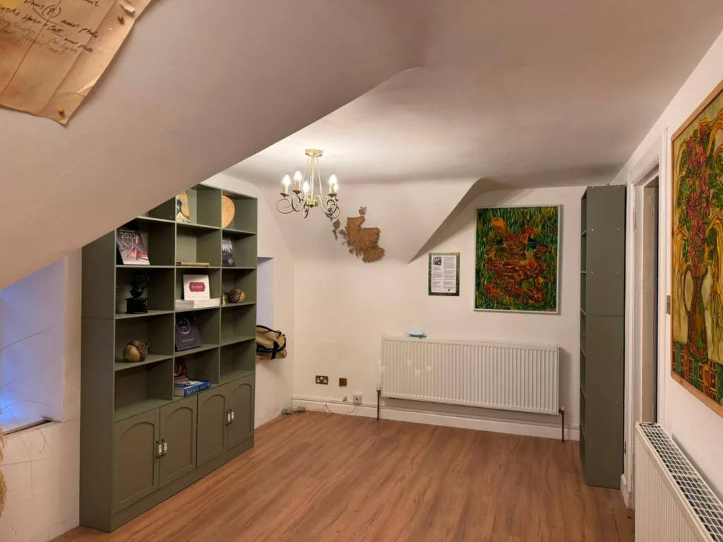 Inside the Ukrainian Library at Dutch Gable House